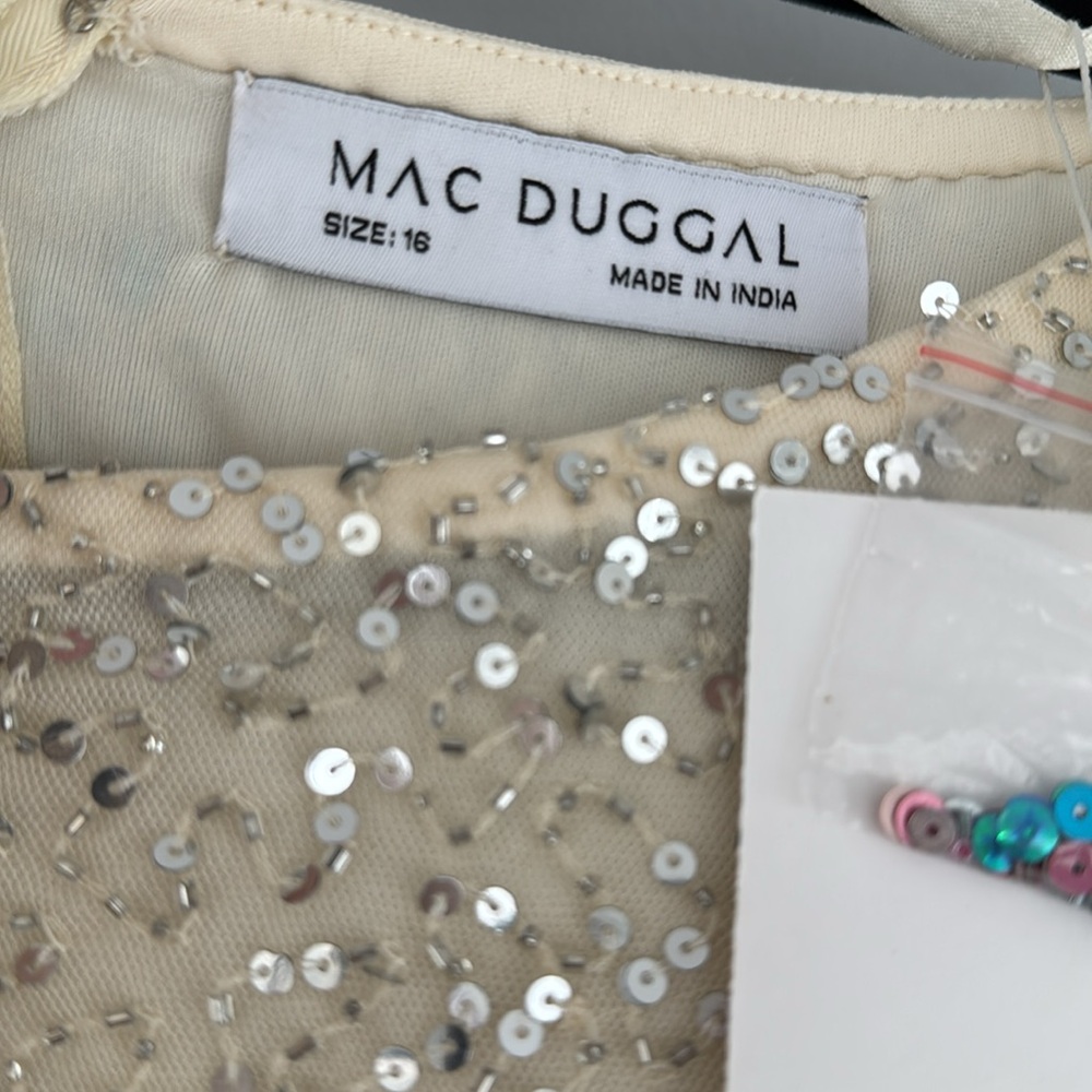 MAC DUGGAL 5615 DRESS size 16 beige  embellished floral gown - Picture 13 of 17